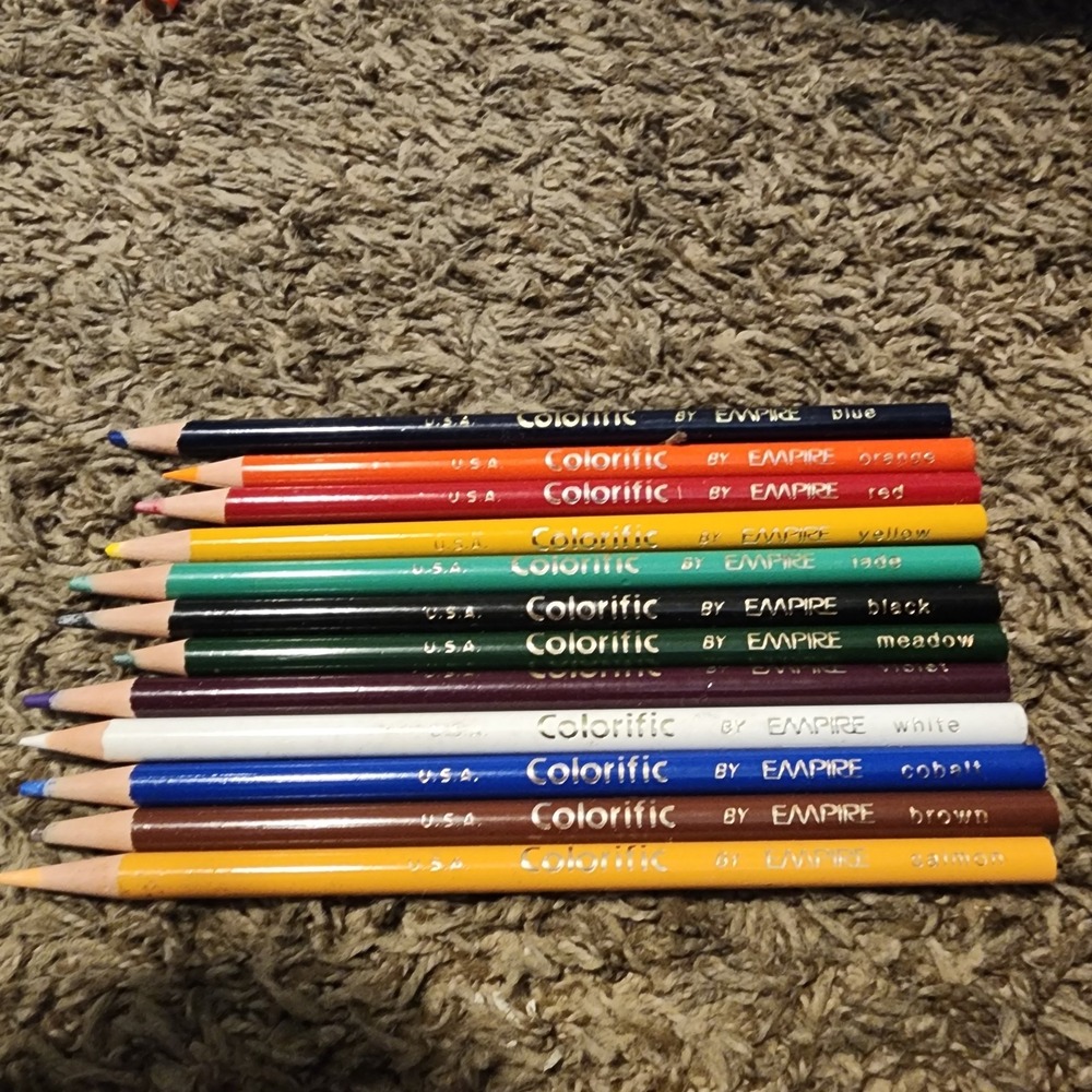 12 Empire Berol Colored Pencils Colorific Thick‎ Art Quality, USA Made